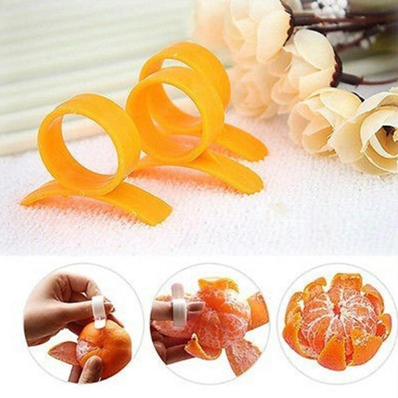 Orange Plastic Peeler Curved Ring Peel Tool Cutting Opener Finger Orange Remover Lemons Citrus Rind Shape Accessories R2I8