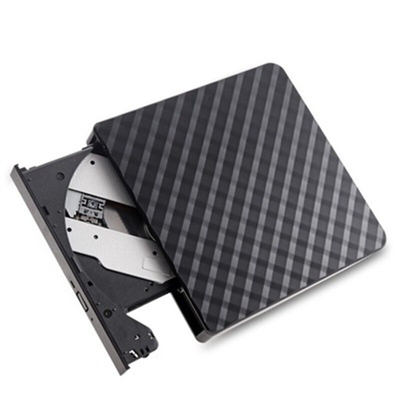 2 Kleuren Usb 3.0 Plaid Shell Dvd Cd Externe Brander Reader Rw Optische Drive Computer Notebook Accessoires: Black