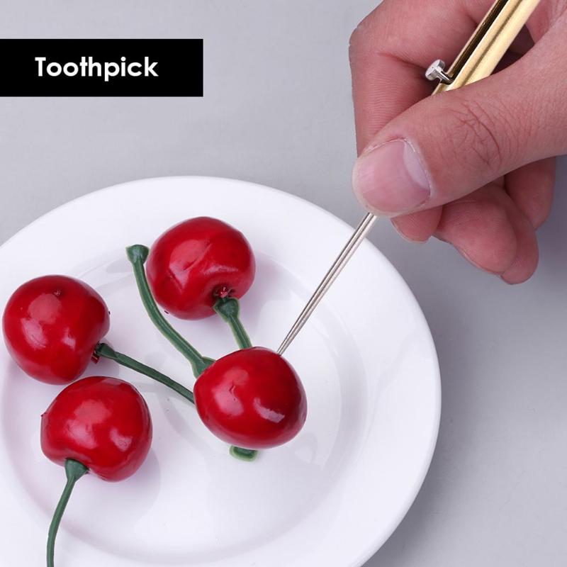 Bærbar tannpirker holder rote stativ titan legering  tc4 tannpirker utendørs camping applikasjon trykk-dra fjær tannpirker