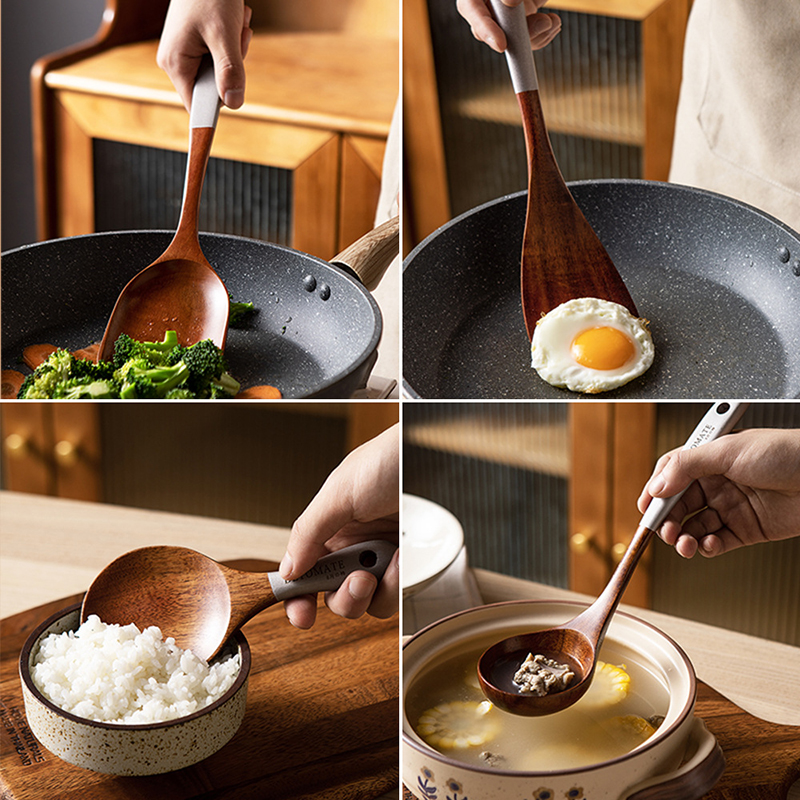 Houten Kookpotten Set Rijstsoep Opscheplepel Massief Houten Keukengerei Accessoires Kookgerei Set Non Stick Handvat Schop
