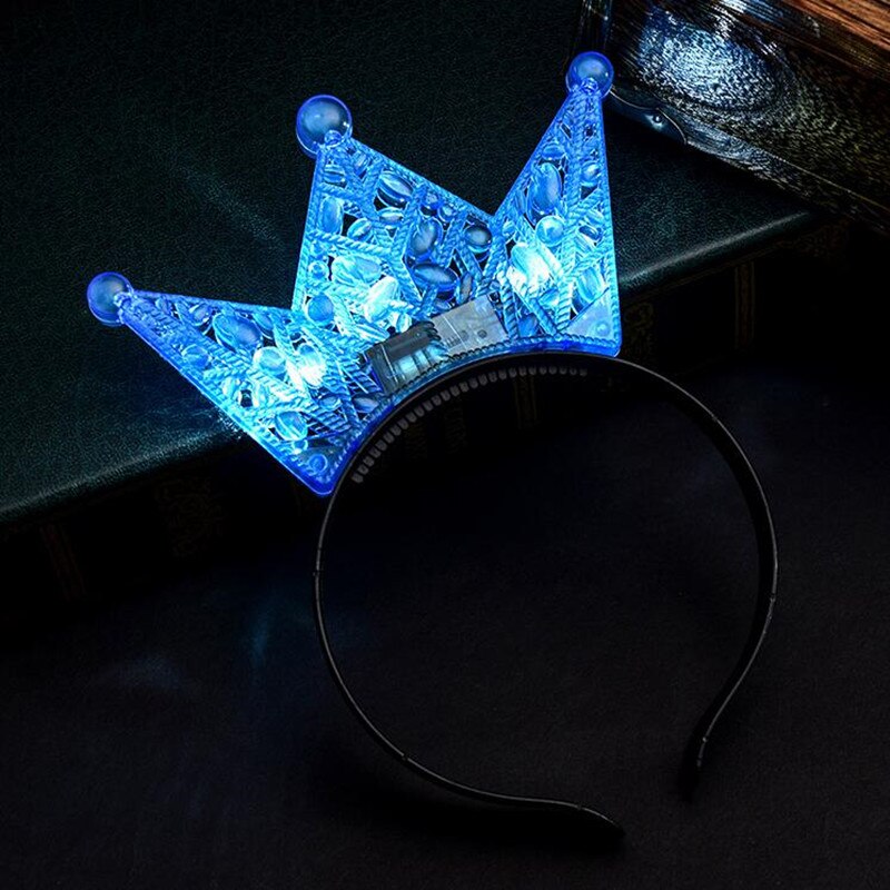 Colorful Princess Tiara Crown LED Flashing Headband Kids Adult Light Up Birthday Rave Glow Party Year Christmas Xmas Navidad: hollow out blue