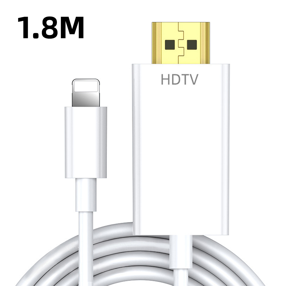 Lightning naar HDMI-adapter voor iPhone naar TV, HDMI-kabel naar Apple, 1080P HD digitale AV-adapter Sync Video & Sound, HDTV/Monitor: Default Title