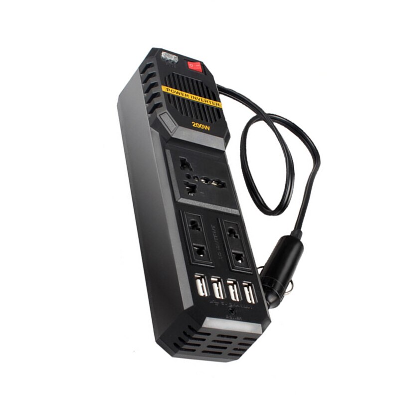 200W 12V-220V Universal Plug + 4 USB Interface Modified Sine Wave Car Inverter Power Socket