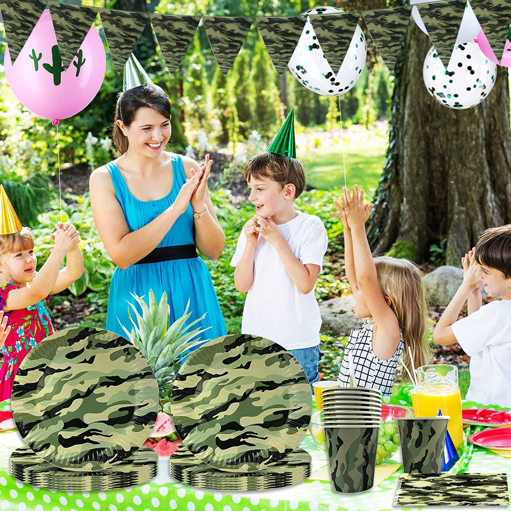 Camouflage Themafeest Decoraties Army Wegwerp Servies Cup Servetten Banners Baby Shower Kids Camo Verjaardag Feestartikelen