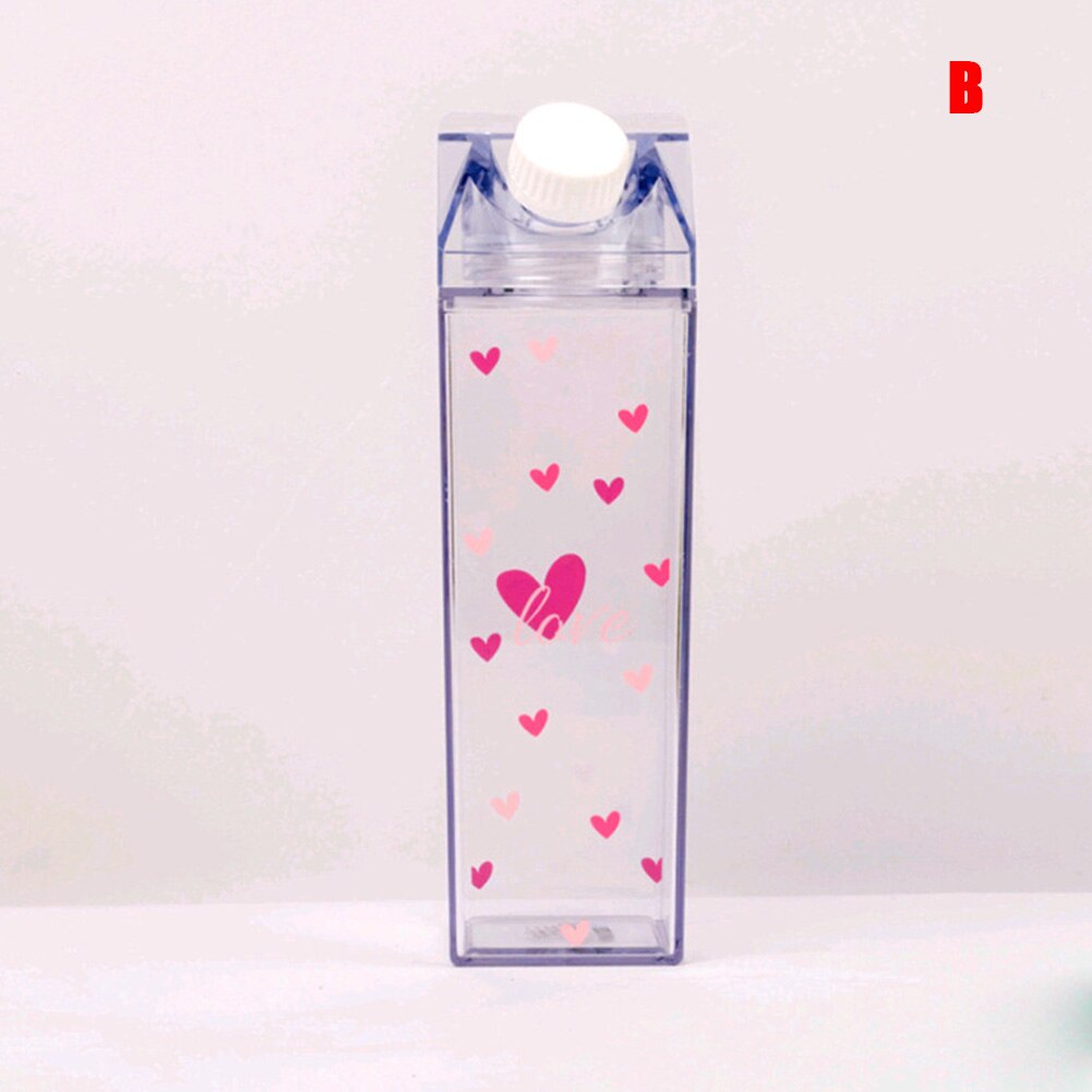 Plastik klar mælkekarton vandflaske gennemsigtig mælkeboks juice vandbæger til piger smd 66: B