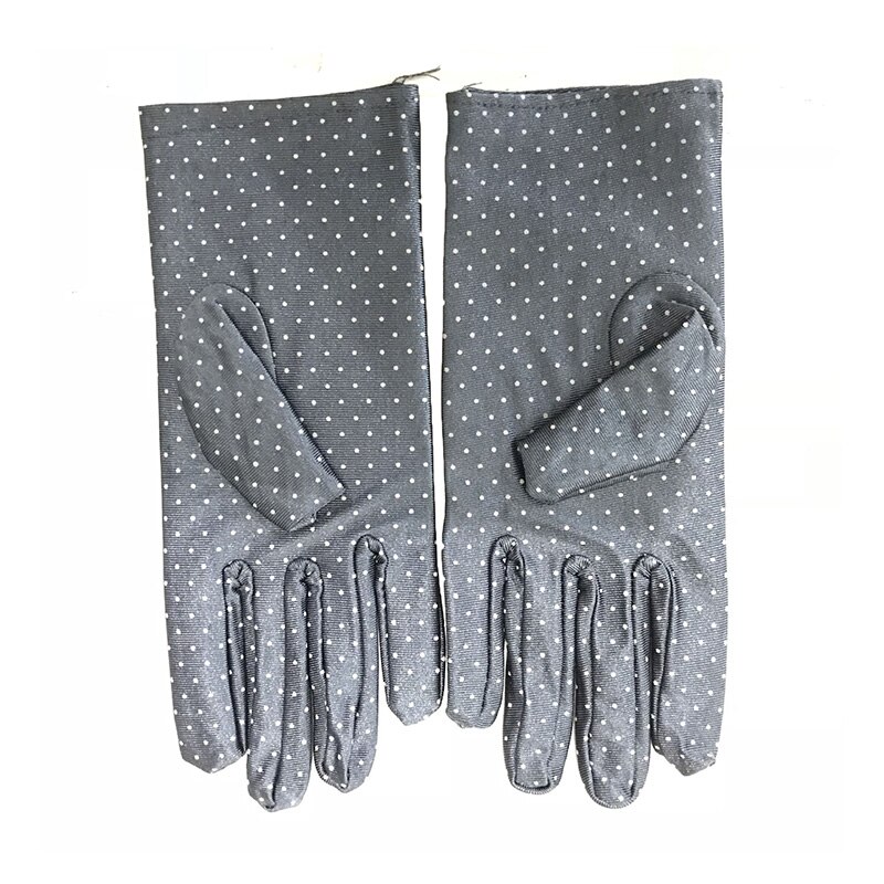 Mitones de guante a la muñeca dibujo de lunares protección señora guantes verano conducir protector solar guante tejido de punto Vintage: grey