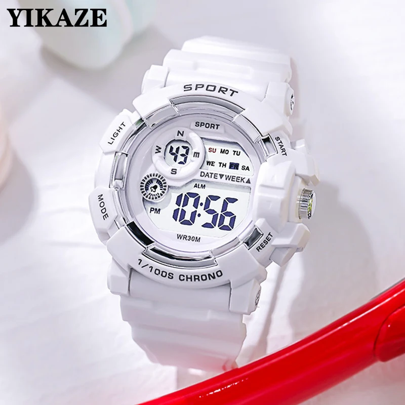 YIKAZE Sports Watches Men Women Digital Watch Waterproof Luminous Alarm Clock Electronic Wristwatch for Kids Children