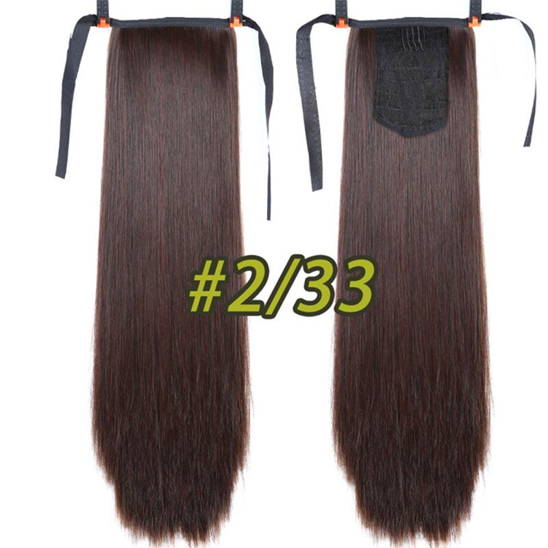 LUPU-peluca larga y Lisa para mujer, coleta de 22 pulgadas, extensiones de cabello sintético resistente a altas temperaturas, color negro Natural: 2I33