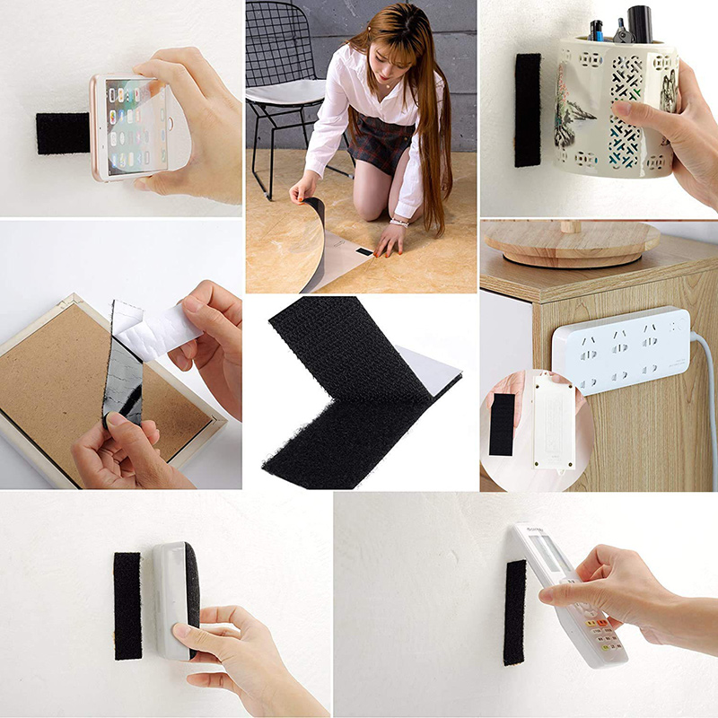 5 m/par de tiras de sujeción de cinta autoadhesiva de gancho y bucle, cinta adhesiva de bucle de gancho de tela de nailon entrelazado para manualidades DIY de 16-50mm