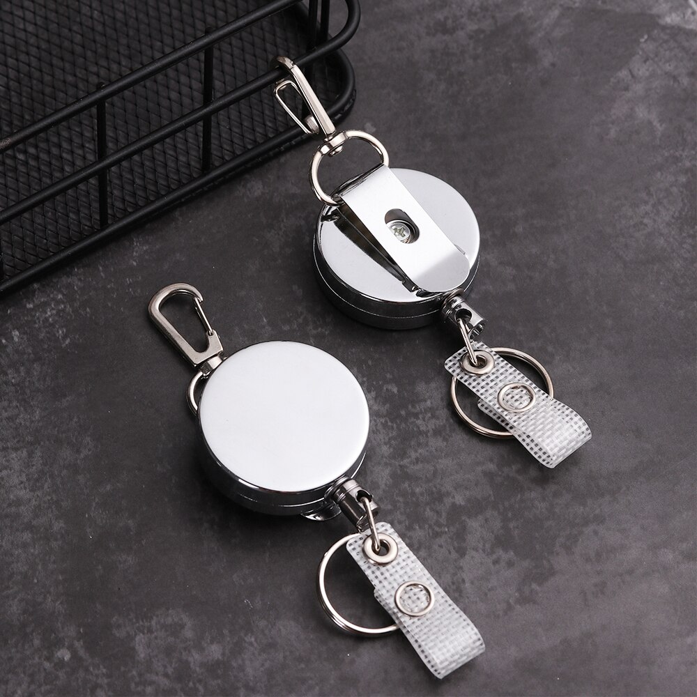 Retractable Pull Ring ID Lanyard Name Card Holder Reverse Label Reel Belt Clip Metal Metal Shell Covers