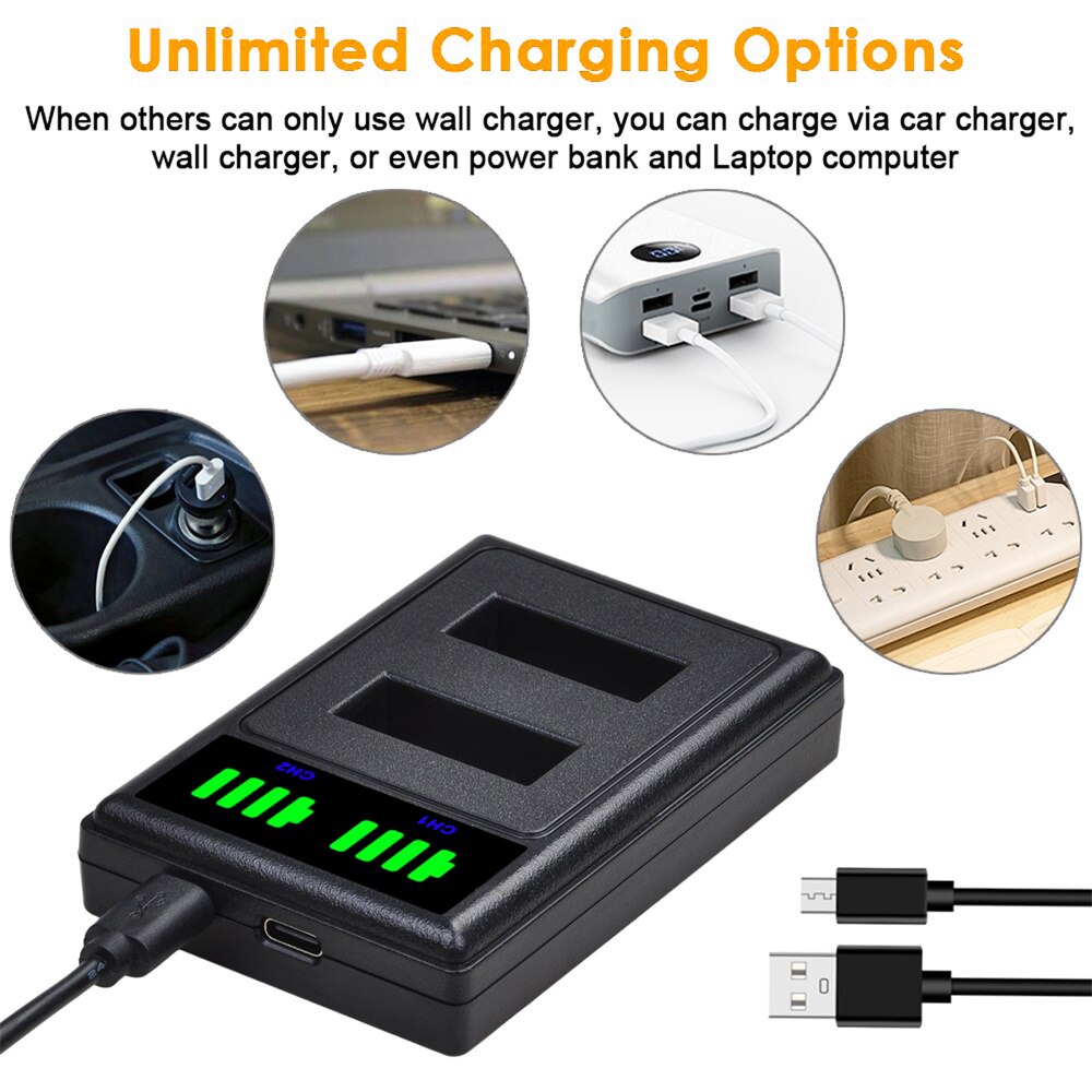 Batería PG1050 SJ4000 PG900 de 1180mAh, 3,7 V, con cargador Dual USB para SJCAM SJ5000 SJ6000 SJ8000 M10 EKEN 4K H8 H9 EK7000
