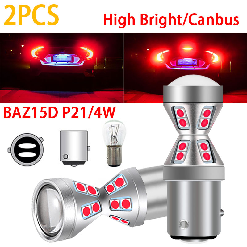 2PCS 1157 BAZ15D P21/4W Canbus Error Free LED Bulbs Super Bright Car Stop Lights Red White Brake Lights Reverse Lamps DRL DC 12V
