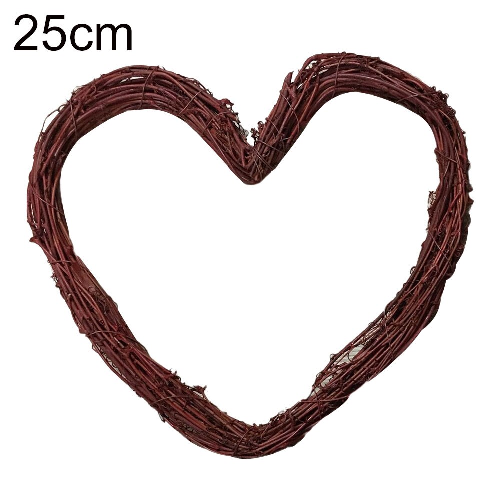 Rattan Vine Heart Shape DIY Wreath Garland Party Christmas Window Decoration: Red 25cm