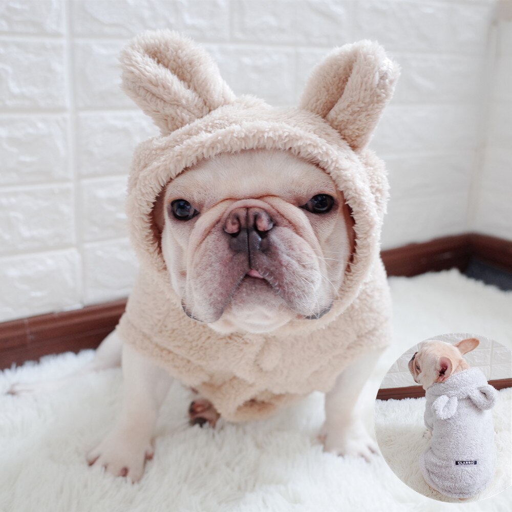 Hund Weste Weiche Fleece Kleidung Für Hunde Cute Bunny Ohr Hund Pyjamas Shirts Winter Warm Hund Kleidung Französisch Bulldogge Schnauzer mantel