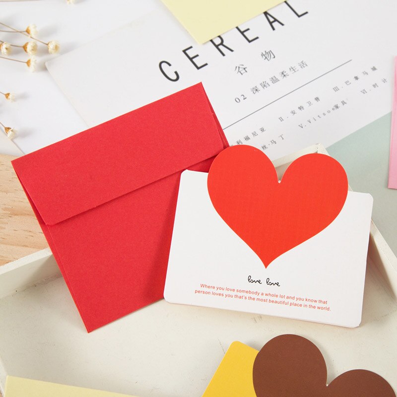 10 stk kærlighed hjerte form lykønskningskort valentinsdag kort bryllup invitationer kort romantisk takkekort besked kort: Stil 5