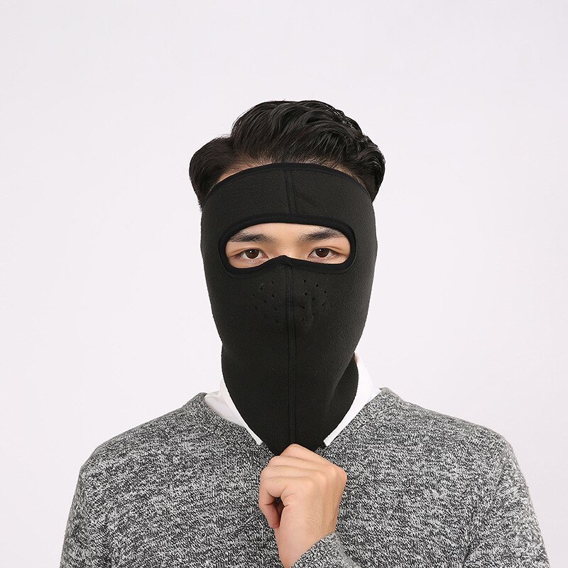 Tre-i-en-ørebeskyttelser solidt / camouflage vindtæt udendørs ørekapper unisex kvinder mænd vinterøreskærme hals varm mund ansigtsmasker: Sort