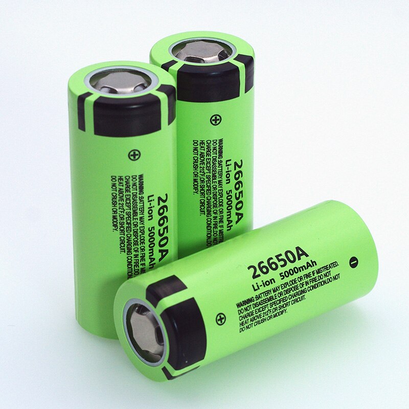 26650 Battery 3.7V 5000mAh Li-ion 26650A Lithium Rechargeable Batteries for Flashlight Headlight Power Tool Battery