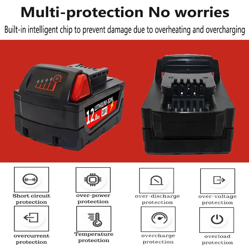 NEUE 18V Für Milwaukee M18 M18B6 18V XC 12Ah 9Ah Li-Ion Akku 48-11-1860/Ladegerät akku