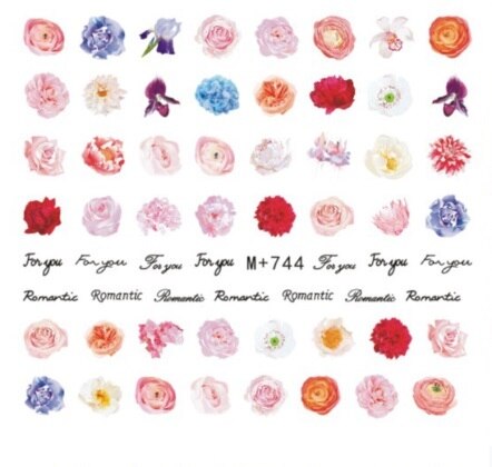 1 unidad de pegatinas para uñas, flores, flamenco, huevos, pollo, dibujos animados, deslizador, adhesivos para uñas, lavanda, arte de uñas, pegatinas de transferencia de agua,: 744
