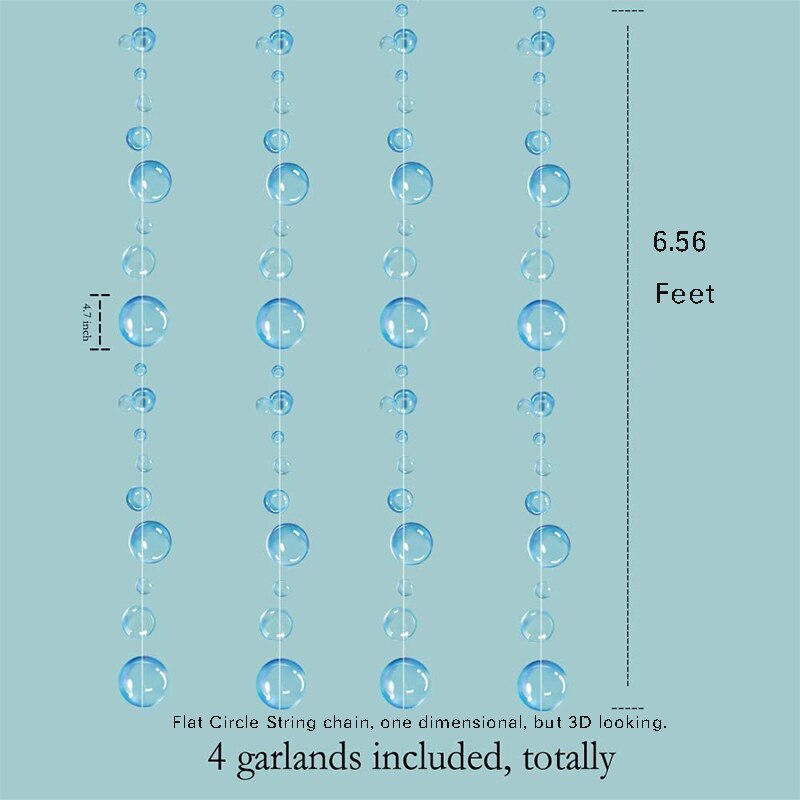 sotto il mare decorazioni per feste a tema compleanno conchiglie stelle marino alghe cavalluccio marino ornamenti da tavola bambino doccia ghirlande sospese: 4pezzi blu Bubble