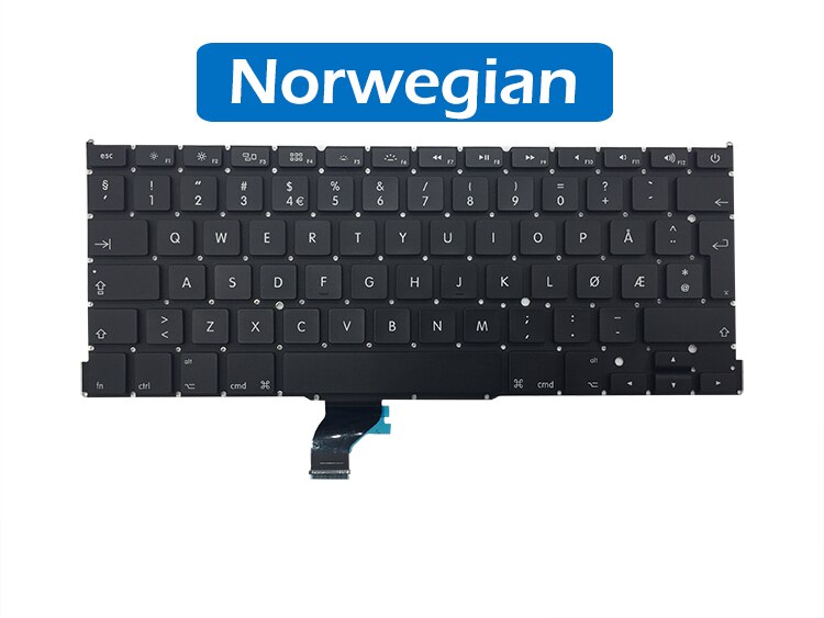 A1502 teclado de repuesto con noruego sueco suizo portugués para Macbook Pro 13 pulgadas Retina Año: Norwegian
