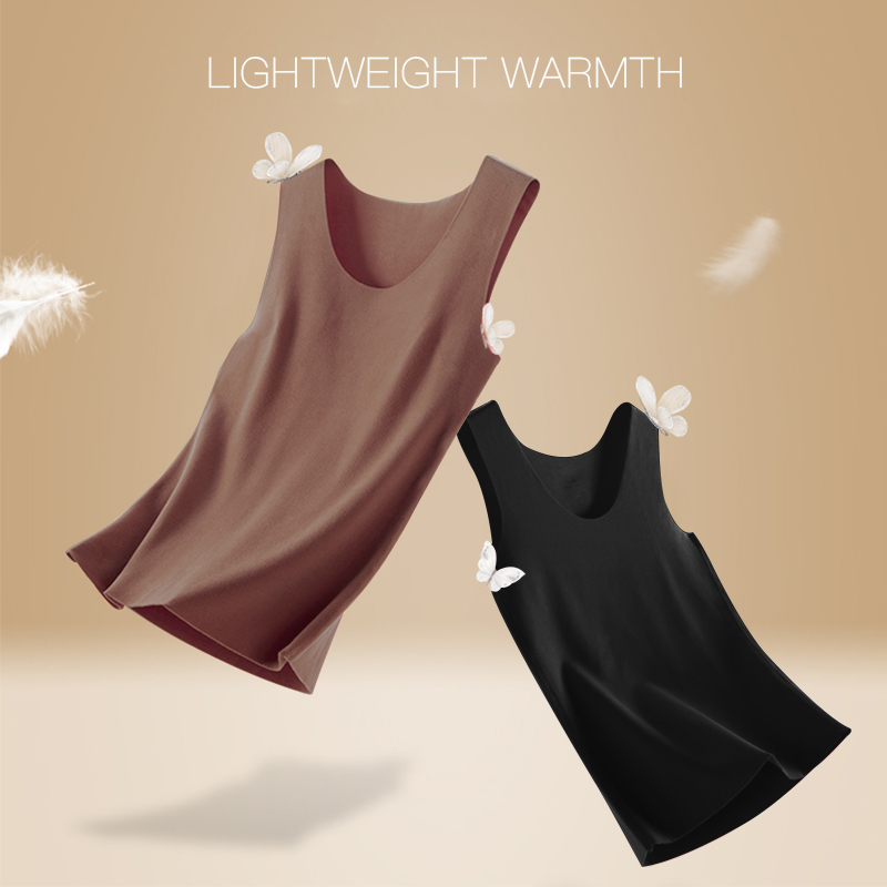 Women Winter Warm Underwear Thermal Inner Wear Vest XL-3XL Crew Neck Tank Tops Thermo Tops Sleeveless Body Slim Undershirt