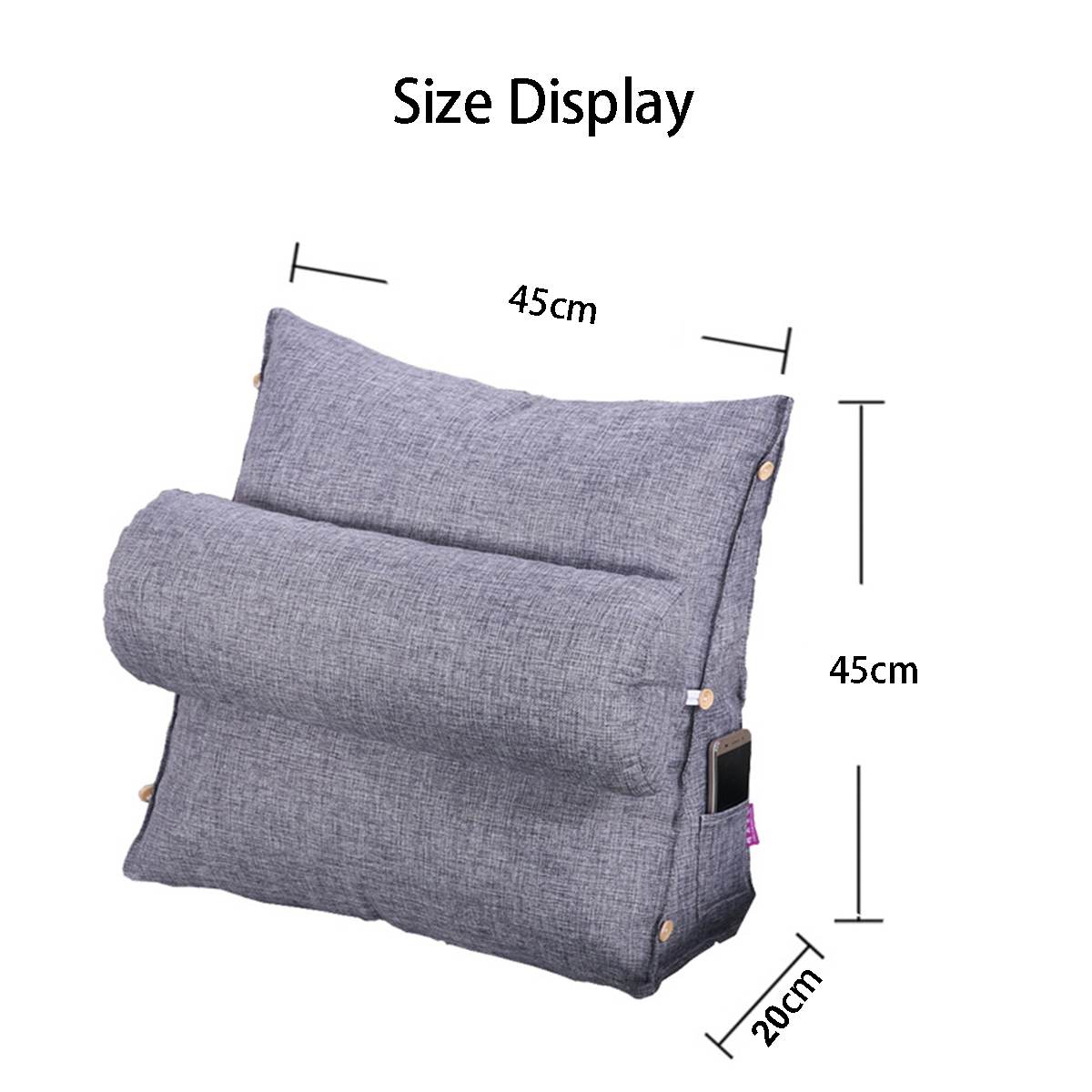 Bed Triangular Cushion Chair Bedside Lumbar Chair Backrest Lounger Lazy Office Chair Reading Pillow Household Decor 20x45x45cm