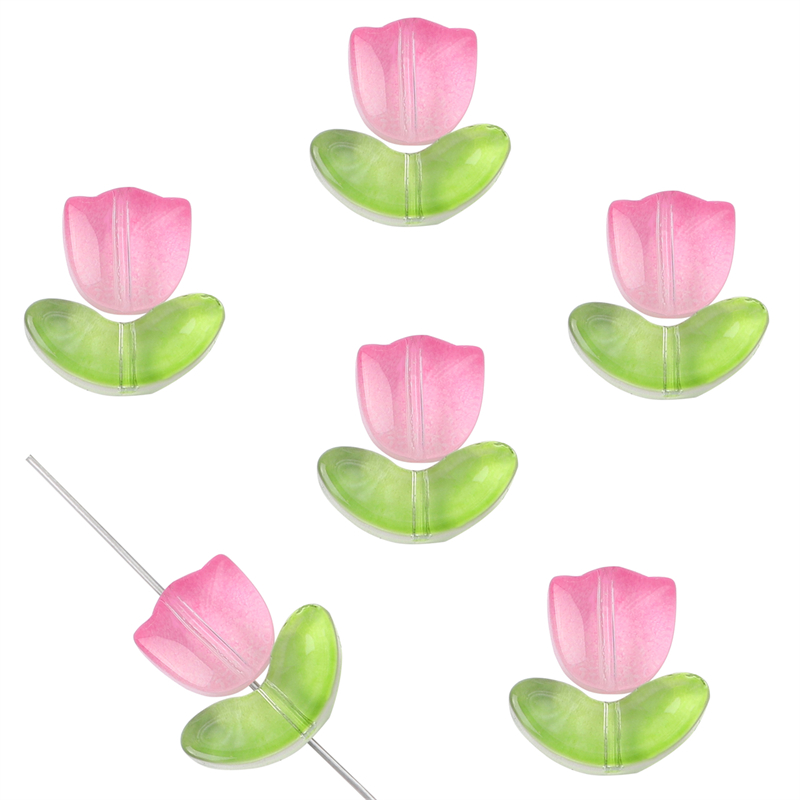 10/20 conjuntos artesanais de vidro colorido tulipa flor contas charme para brinco pulseira colar diy jóias artesanato fazendo acessórios: Azul