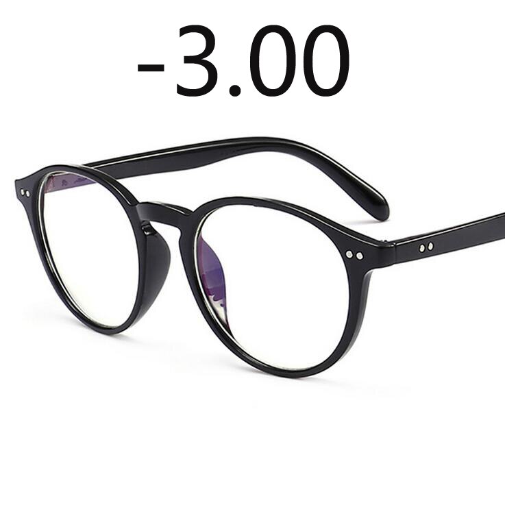 Lunettes de myopie pour femmes, verres de Prescription pour myopie, monture ovale blanche et noire, verres clairs, 0-1 1.5 2 2.5 3 3.5 4: Black myopia -3.0