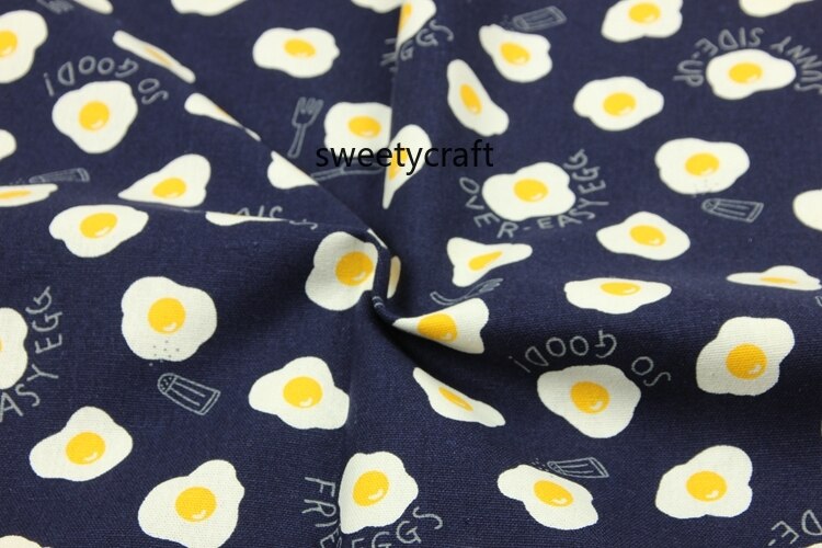 110 x 45cm dikke katoenen linnen stof gebakken eieren bedrukt diy naaitassen tafelkleed knutselmateriaal huisdecoratie doek