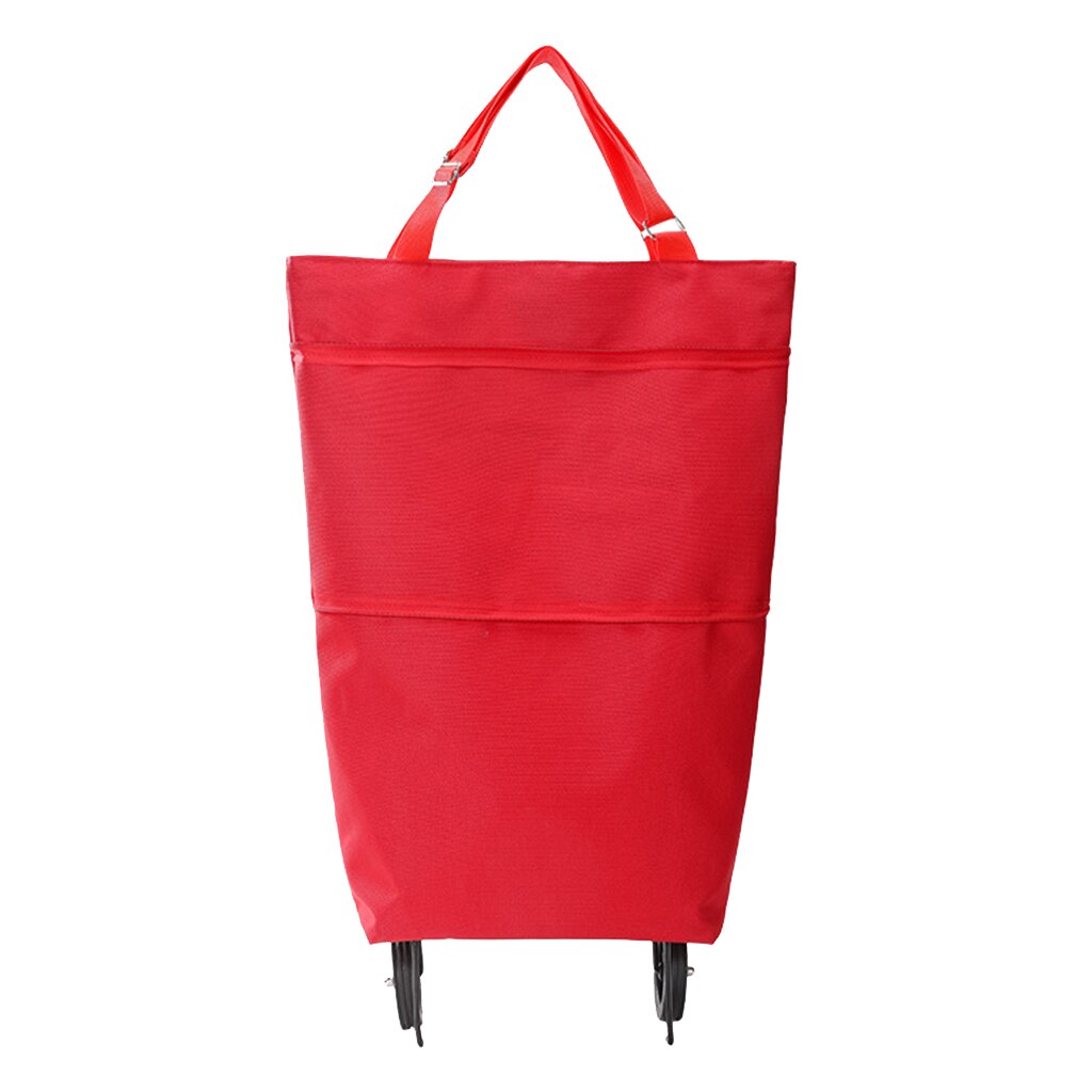 Foldable Portable Shopping Storage Bags Trolley Bag Food Grocery Cart On Wheels: Red