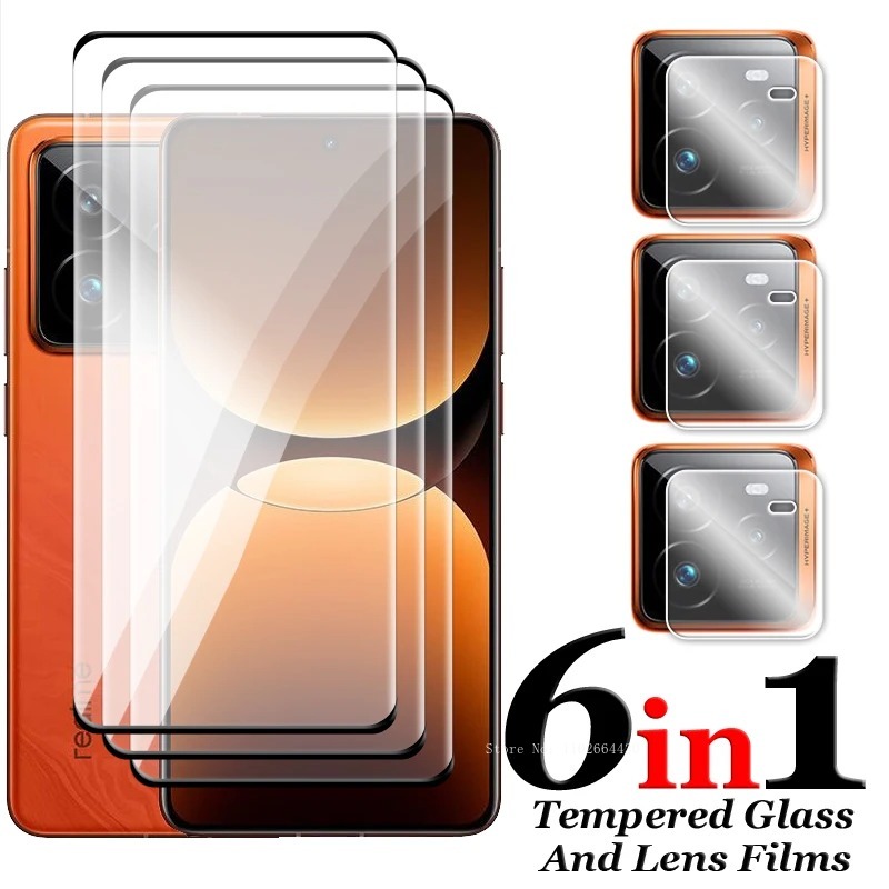 Vidrio templado 6 en 1 para Realme GT 7 Pro, película de lente, Protector de pantalla de cubierta completa curvada 3D para Realme GT7 Pro, película templada