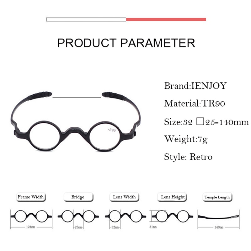 Ienjoy TR90 Retro Leesbril Mode Ronde Bril Mannen Vrouwen Leesbril Verziend Brillen Lezer Bril