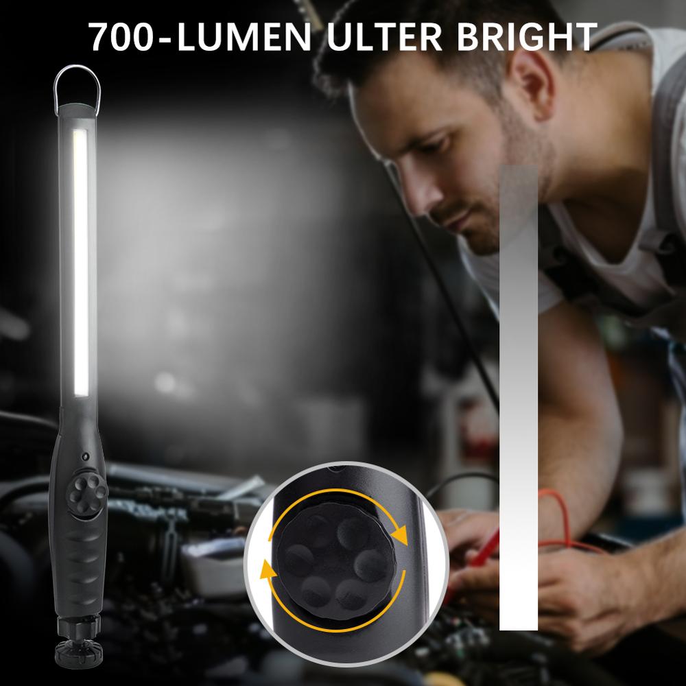 Portable COB LED Flashlight USB Rechargeable Torch Work Light Magnet Emergency Camping Lamp With Built-in Battery Magnet Hook