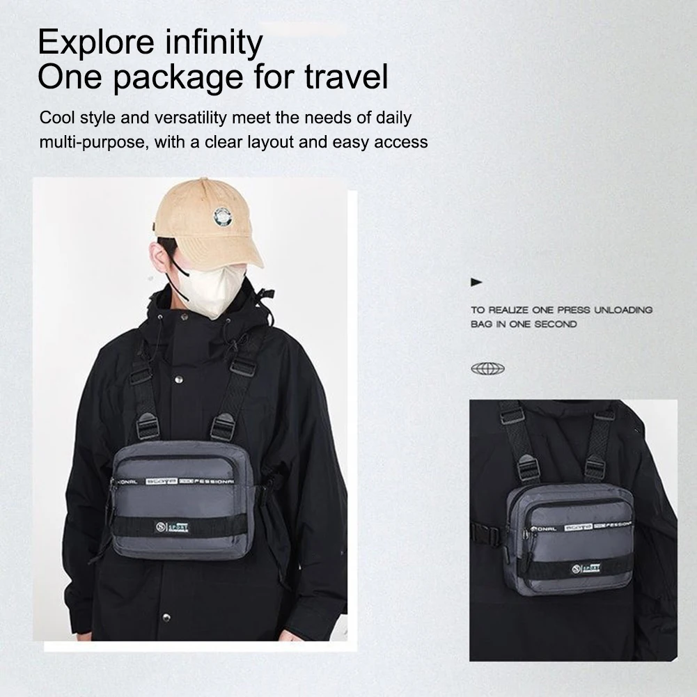 Männer Molle Brusttasche Anti-Diebstahl Oxford Molle Schulter Weste Taschen verstellbar sicher multifunktional leicht für draussen-Camping