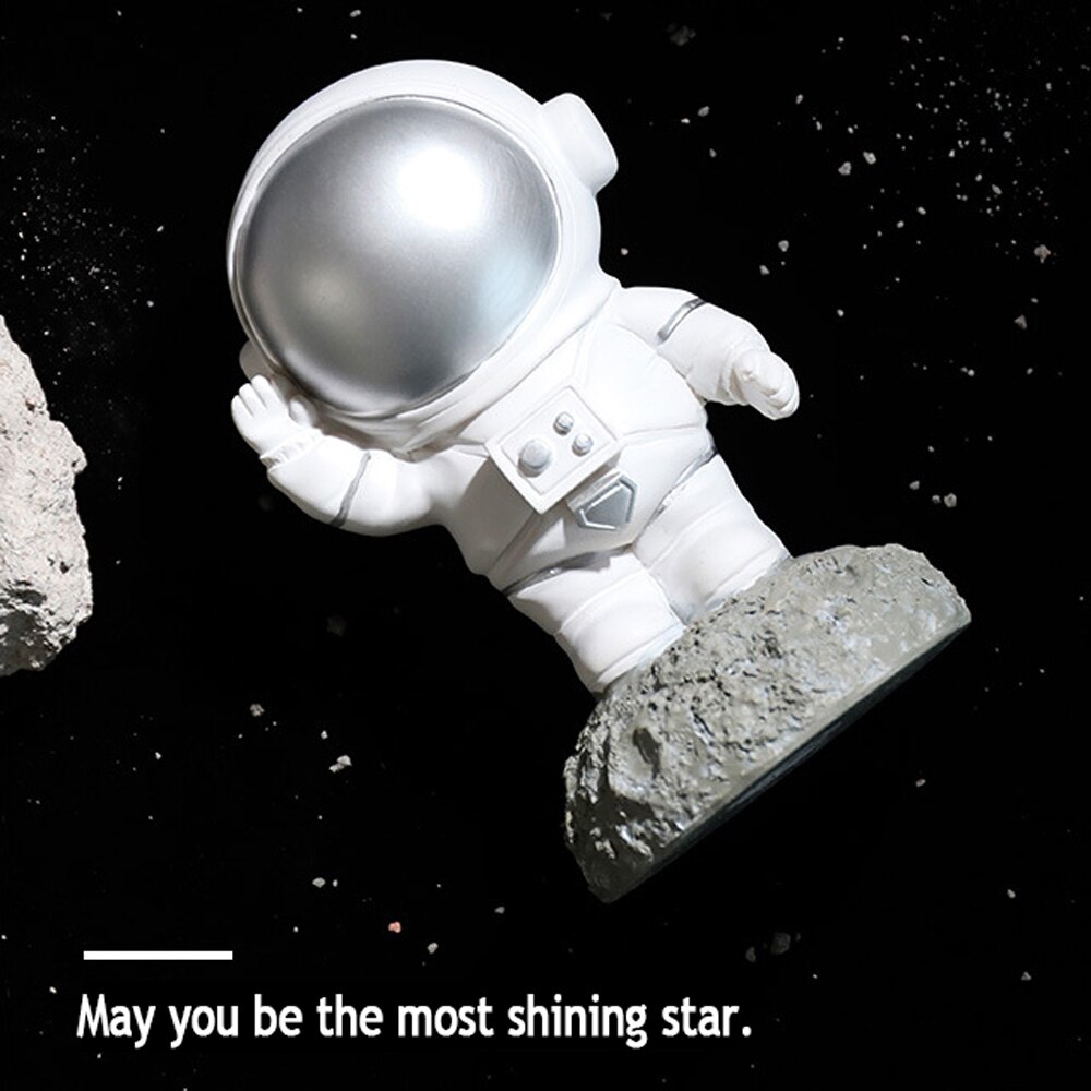 Resin Astronaut Figurines Spaceman With Moon Sculpture Decorative Miniatures Cosmonaut Statues For Man & Boyfriend