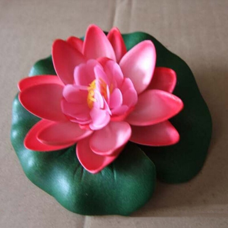 5Pcs Kunstmatige Drijvende Waterlelie Eva Lotus Bloem Vijver Decor 10Cm Rood Geel Blauw Roze Licht Roze Zwembad simulatie Lotus