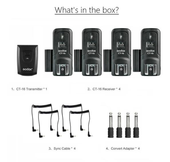 Godox CT-16 16 Channels Wireless Radio Flash Trigger Transmitter + Receiver Set for Canon Nikon Olympus Pentax Studio Flash: 1 Trigger 4 Receiver