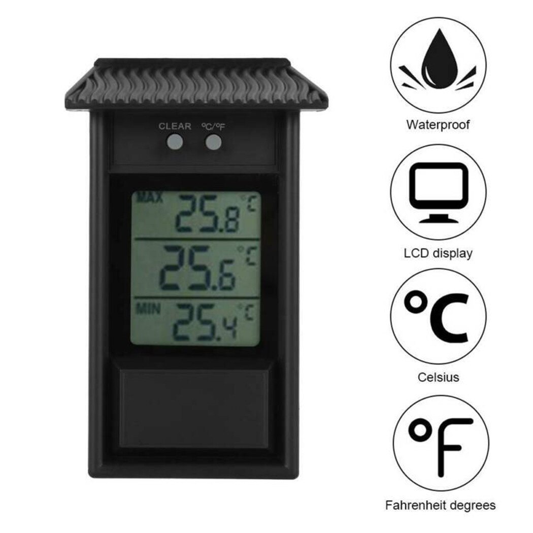 Digital Thermometer Display Garden Greenhouse Indoor Outdoor Room Wall