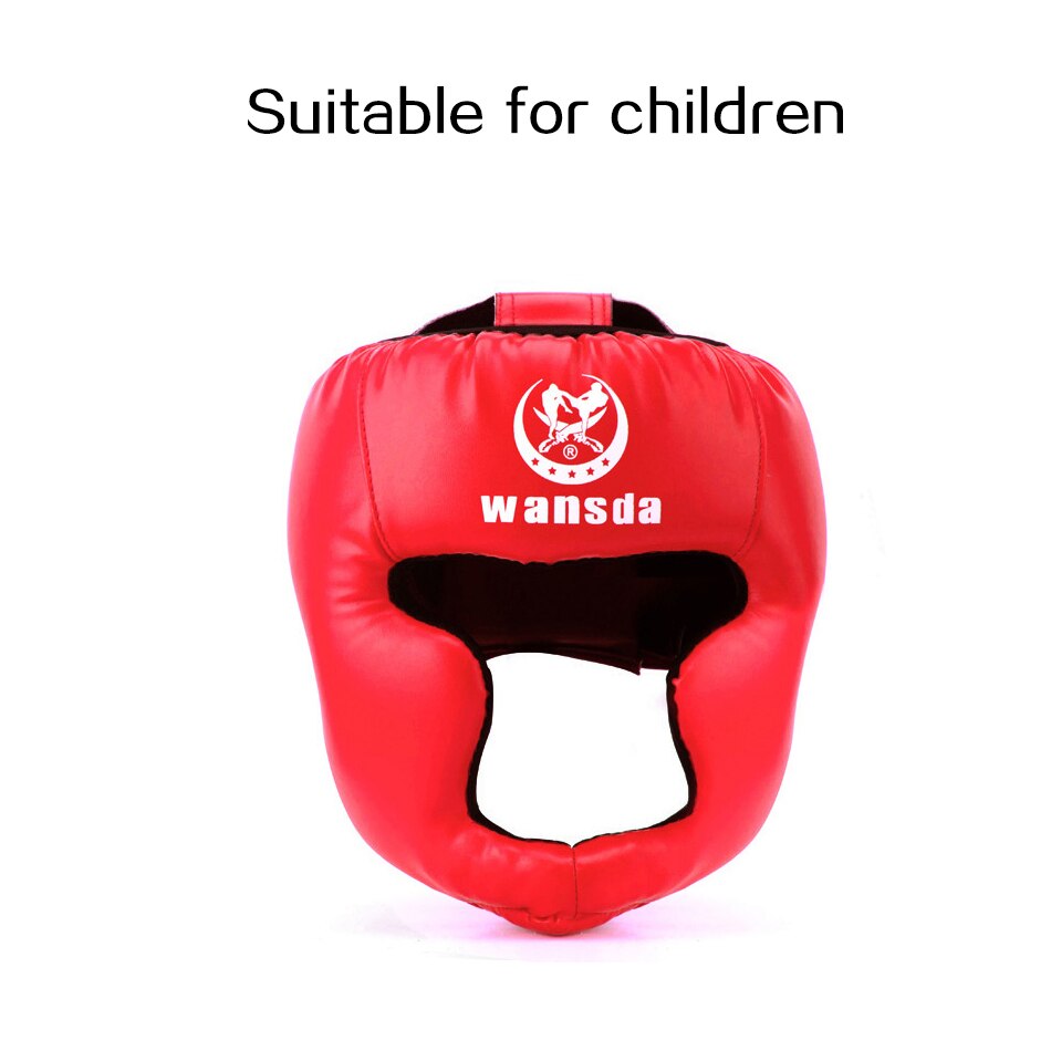Boksehjelm drenge og piger børn pu boksning hovedbeklædning karate muay thai kamp mma sanda træning voksen børn udstyr: Børn røde