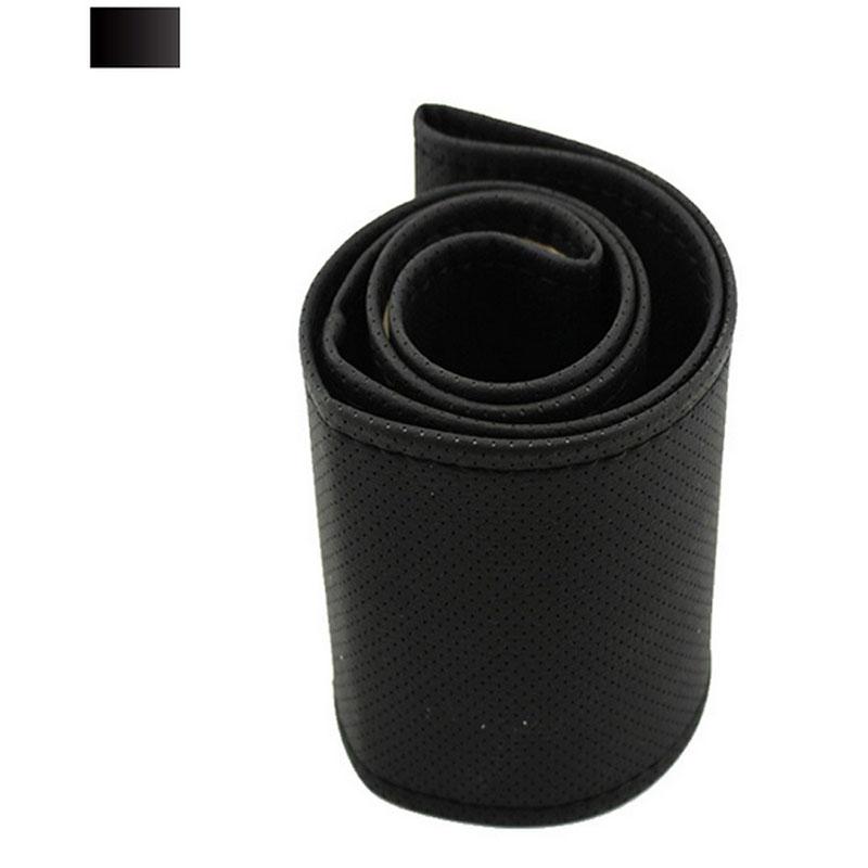 Hand Naaien Stuurhoes Microfiber Leer Zweet-Absorberend Ademend Auto Stuurhoes: black 38cm