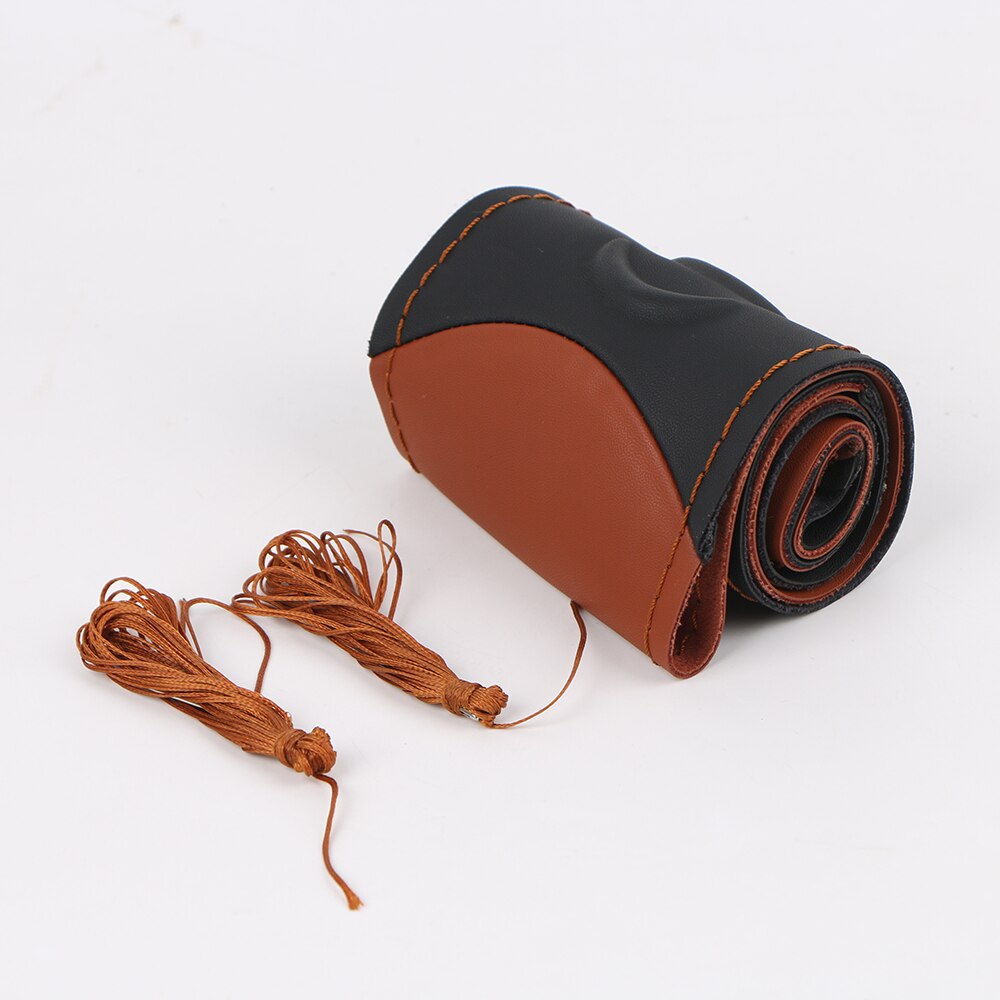 Auto Stuurhoes 3D Antislip Kunstmatige Leather Braid Voor Stuurwiel Universele Auto Steering Wrap Met Naald draad: Brown