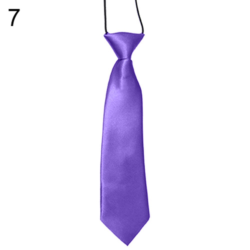 Barn slips färgglad tillbehör skolpojkar barn baby bröllop bankett enfärgad elastisk slips för fest bra: Lila
