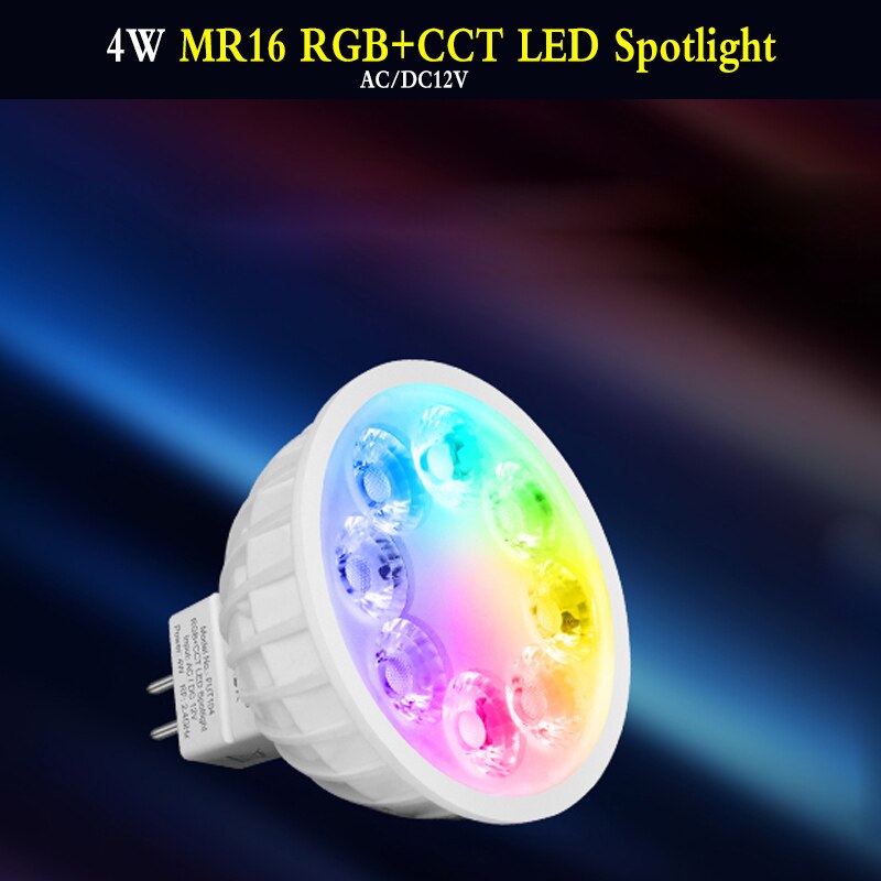4w mr16 rgb + cct led kohdevalo ac /dc12v älykäs led-lamppu sisätiloissa pyöreä led-valo voi sovellus/ääni /2.4 ghz kaukosäädin 2700 ~ 6500k