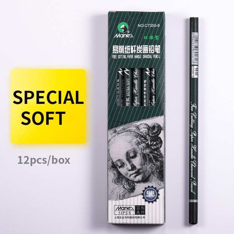 Marie's 12Pcs/set Sketch Charcoal Pencil For Painting Soft Pencils Drawing Lapiz Set Stationery School Pencils For Students Art: 12pcs special soft
