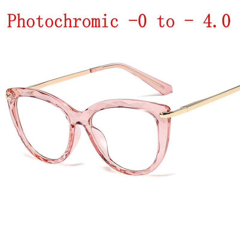 0 -1.0 -1.5 -2.0 -2.5 -3.0 -3.5 -4.0 færdige nærsynethedsbriller mænd kvinder fotokromatiske solbriller studerende nærsynethed briller stel nx: Lyserød -150