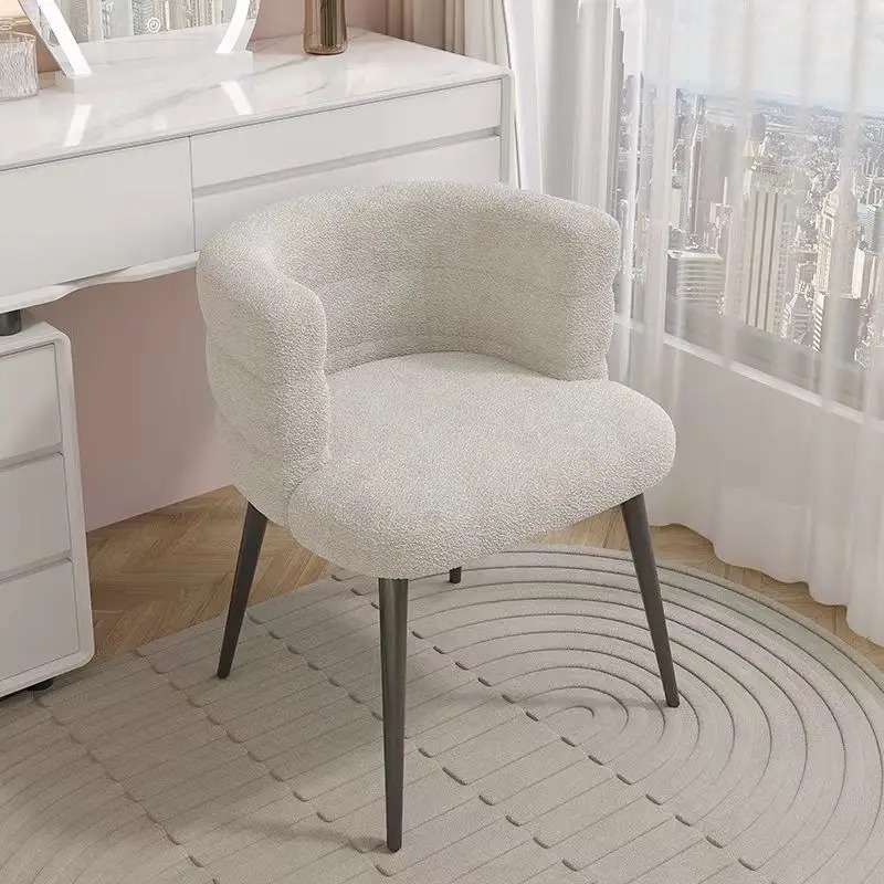 Nordisk chaiselong enkelt doven sofa stol makeup stol uld fløjl soveværelse stue garderobe kommode stole toiletbordsstole: Sort