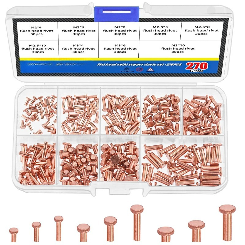 Run Add Round 270Pcs Flat/Round Head Metal Solid Rivets Self ... – Grandado