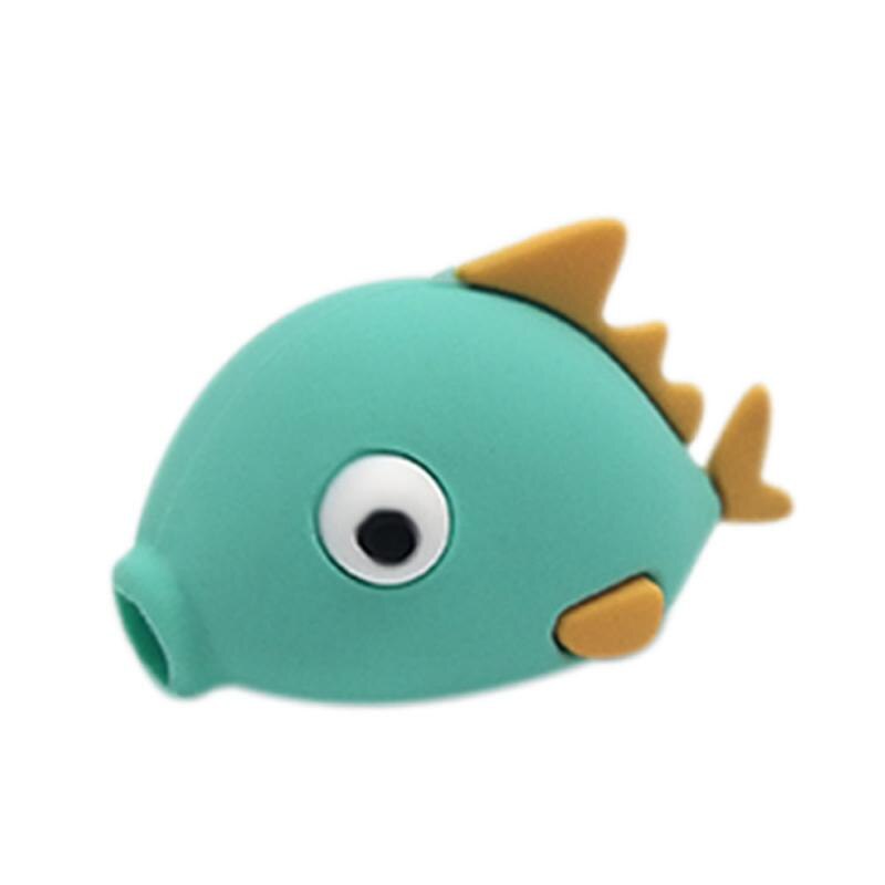 Enrouleur de câble protecteur, mignon Animal, Protection pour chargeur USB câble de données, organisateur de câbles: Green drop fish