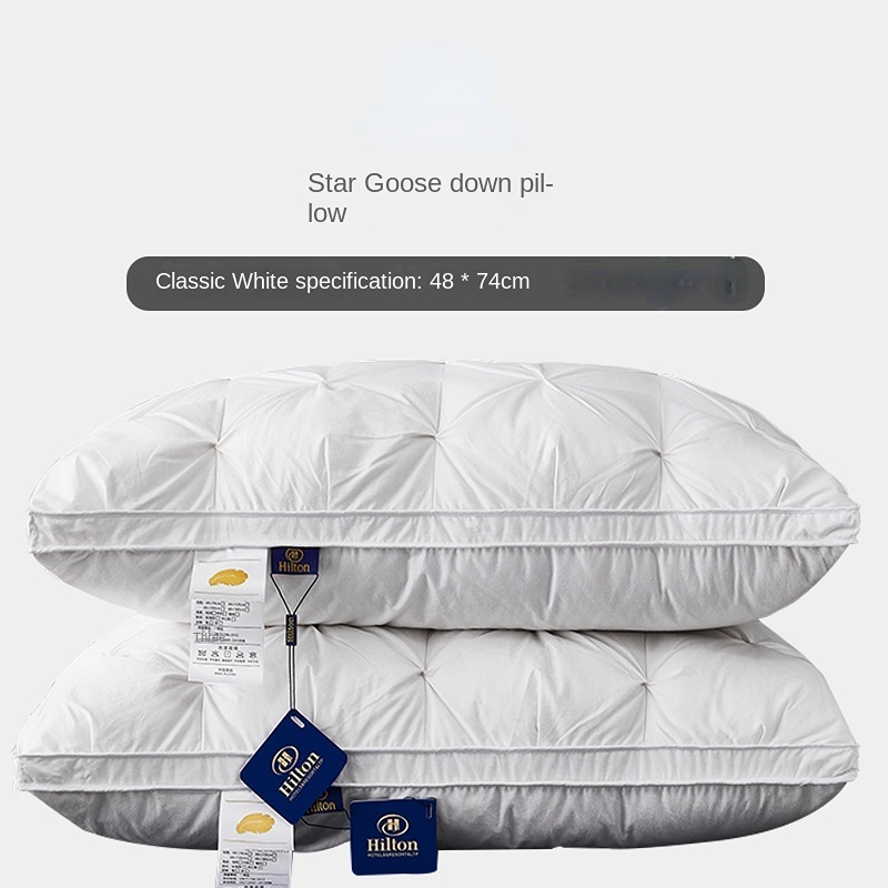 Down Pillow 100% White Goose Feather Pillow Core Five-star Hotel Cotton Single Cervical Vertebra Support Sleep Pillow